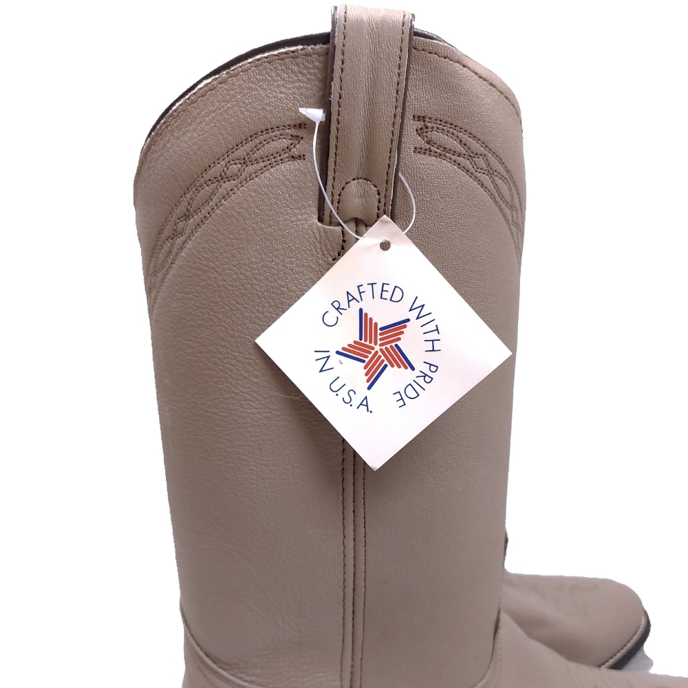 Genuine Leather Mens 10.5 EETaupe Gray Western Boots Brand New! - Picture 2 of 11
